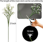 6-Pcs 21” Secure-Stem Realistic Artificial White Babys Breath (Gypsophila) Flowers with No-Shedding Design — Perfect for Wedding Centerpieces, Home Decor & Vase Fillers
