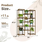 Bamworld Plant Stand Indoor Outdoor Tall Plants Shelf for Multiple Plants Pots Wood Flower Stand Large 11 Pots Plant Holder for Living Room, Patio, Balcony, Garden