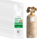 GREANER 50 Packs Mushroom Grow Bags, 3 Mil 4"x3"x20" Thick Durable Spawn Bag with Injection Ports, 0.2 Micron Porosity Resistant High Pressure Mushroom Growing Supplies