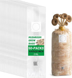 GREANER 50 Packs Mushroom Grow Bags, 3 Mil 4"x3"x20" Thick Durable Spawn Bag with Injection Ports, 0.2 Micron Porosity Resistant High Pressure Mushroom Growing Supplies