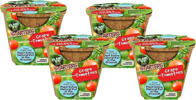 Unique Gardener Plant-It Starters Plant Seeds 4-Pack, DIY Indoor Succulents and Live Plants for Home or Garden Planting, Grape Tomato