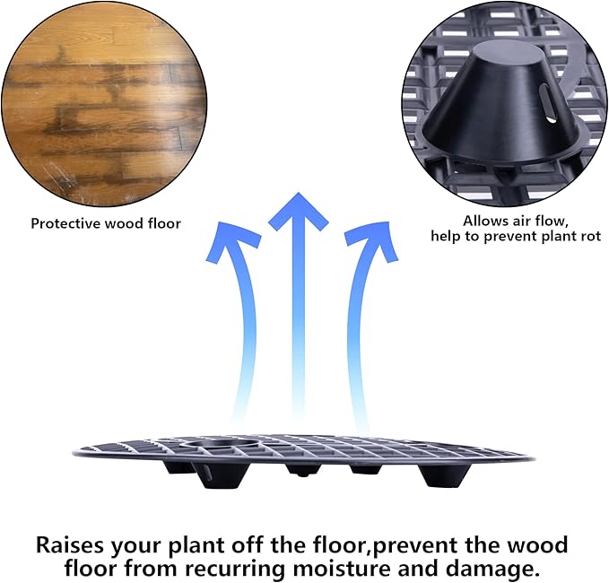 6 PCS Plant Level Pot Elevator, Plant Stands, 12inch Plant Pot Saucer for Prevent Rot and Damage on Patio & Deck (30cm-6pcs, Black)