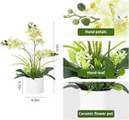 Garvee Real Touch Silk Phalaenopsis Orchid Artificial Flowers - 3 Stems Faux Orchid Bough with Vase, Lifelike Large Fake Flowers in Pot for Home Decor Living Room Bedroom Office Tabletop