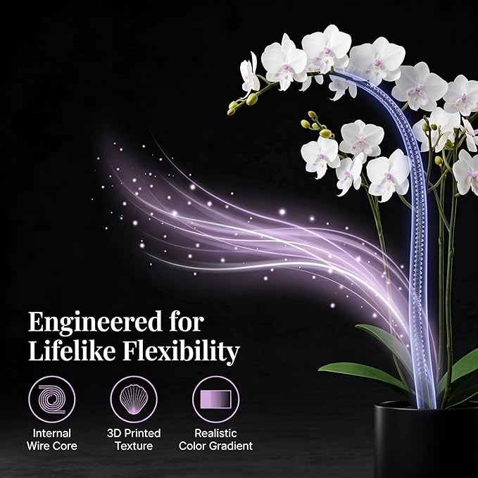 5 Pack Real Touch Artificial Orchids - Silk Flowers for Home Decor, Zero Maintenance Fake Flowers for Vase, Living Room, Office, Bedroom Decoration, Realistic Indoor Artificial Plants