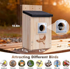 2 Pack Bird Houses for Outside, Bluebird Nesting Box with Metal Predator Guard, 1-1/2" Entrance Hole Wooden Birdhouse Kit for Bluebird Chickadees, Swallows & Finches, Assembly Required