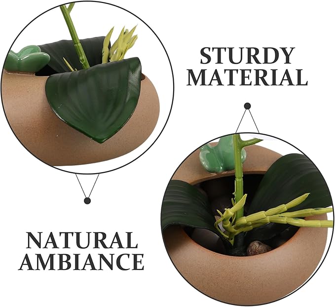 Operitacx Artificial Orchid Potted Plant Simulation Orchid Flower in White Ceramic Pot for Indoor Home Decoration Living Room Table Centerpiece Wedding Party Decoration