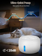 SIBAYS 3.5L Cat Water Fountain, 118oz Large Capacity Pet Water Fountain for Cats Indoor, Automatic Quiet Cat Fountains for Drinking, Dog Water Bowl Dispenser with Visible Window& LED Light(FS77,White)