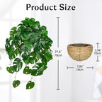 Large Fake Hanging Plants in Pot for Indoor & Outdoor, Long Artificial Hanging Monstera Plants, 27.6" Fake Potted Vines Ivy Greenery Plant for Room Wall Shelf Decor Living Room Bathroom Patio Porch