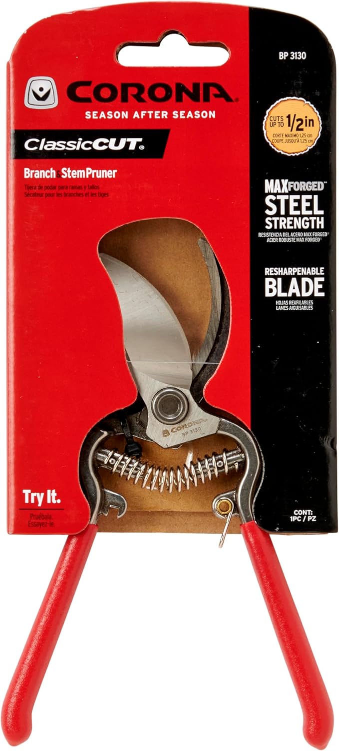 Corona Tools ClassicCUT Forged Bypass Hand Pruner – 1/2-inch Cut Capacity Heavy-Duty Garden Hand Pruner for Tree, Shrub & Plant Trimming, Precision Cutting Pruning Tool