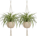 EBOOT 2 Pack 48 Inch Large Macrame Plant Hanger Rope to Hang Flower Pot Plant Holder for Indoor Outdoor Decorations, 4 Legs (Ivory White)