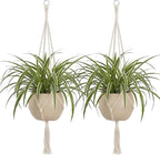 EBOOT 2 Pack 48 Inch Large Macrame Plant Hanger Rope to Hang Flower Pot Plant Holder for Indoor Outdoor Decorations, 4 Legs (Ivory White)