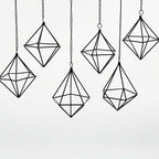 6 Pack Hanging Metal Air Plant Holders with Chain, Black Geometric Tillandsia Air Plant Hanger Cages, 2 Styles Mini Iron Air Plants Live Holders for Home Office Garden Decor