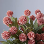 VIERENA 6 Pcs Faux Silk Pompon Mum Artificial Flowers for Vase -27", Bulk Fake Chrysanth Branches with Stems for DIY Bouquet Centerpieces Wedding Fillers Arrangements Shower Decorations (Dusty Pink)