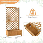 Giantex 2 Pcs Planter Raised Bed with Trellis, 71" Wooden Garden Bed, High Trellis for Plant Flower Climbing Pot Hanging, Indoor & Outdoor Planter Box for Yard, Garden, Balcony
