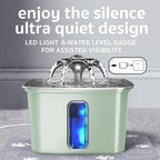 Veken Innovation Award Winner Stainless Steel Cat Water Fountain, 108oz/3.2L Automatic Pet Fountain Dog Water Dispenser with Replacement Filters & Silicone Mat for Cats, Dogs (Tea Green)