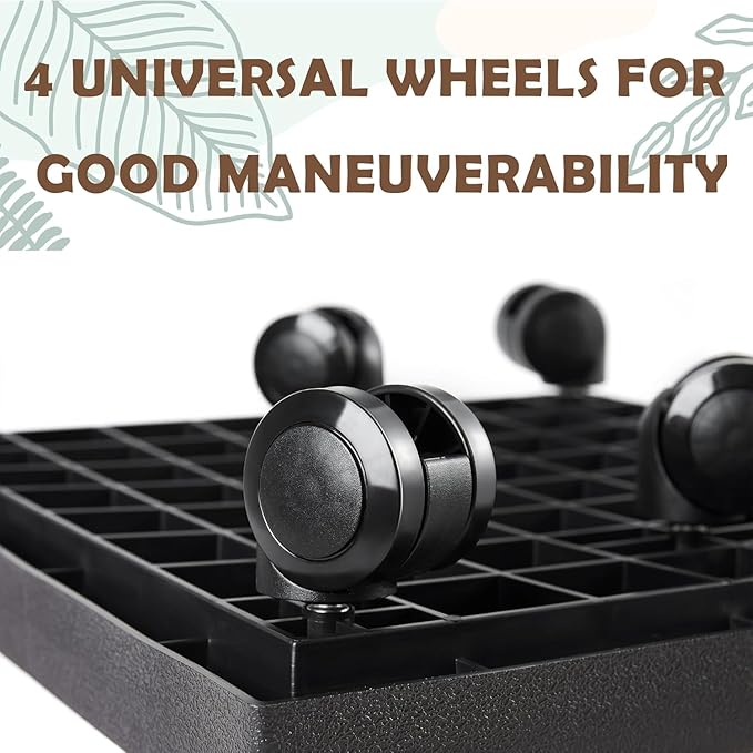 19.7 Inch Square Rolling Plant Caddy Saucer with Wheels, Heavy Duty Wheeled Planter Stand for Potted Plant, Coaster Roller Base Tray with Casters, Flower Pot Dolly Holder for Indoor Outdoor