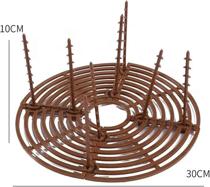 Plant Pot Grids 4PCS Plant Pot Soil Guard with Nails Grid Flower Cover Baby Safety Mouse Protector Repel Cats(Brown Round 30cm)