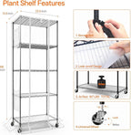 Bstrip Indoor Greenhouse, 5 Tier 23.5"x13.8"x59" Mini Greenhouse with Grow Light, 4 Pack 24W Full Spectrum Plant Lights & Timer, Plant Stand with Grow Light for Indoor Plant, Seed Starting, Seed Tray