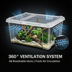 10 Pcs Reptile Breeding Box Kit & Snake Feeding Box, Portable Transparent Habitat for Spiders & Lizards, Small Reptile Enclosure with Plastic Feeder Dish, Thermometer Hygrometer & More