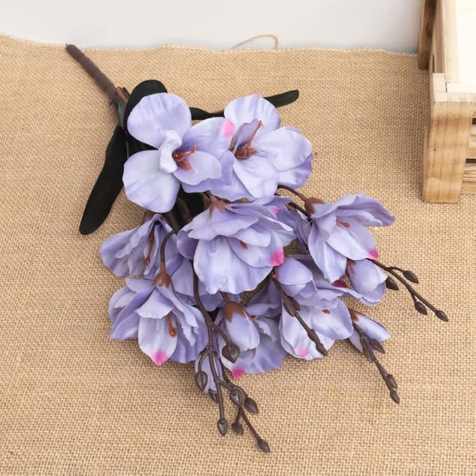 Silk Artificial Orchid Flowers Autumn Butterfly Fake Flower Wedding Home Christmas Decoration Living Room Plants Bouquet White,Light Blue