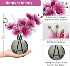 Oairse Pink Orchids Artificial Flowers Faux Orchid Arrangement with Black Glass Vase Set of 2 Real Touch Phalaenopsis Orchid Flowers Orchid Centerpiece for Dining Room Table