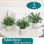 3 Pack Fake Plants Artificial Potted Eucalyptus 7.9 inch Lifelike Small Faux Topiaries Perfect for Home Office Desk,Shelf Decor (Dark Green)