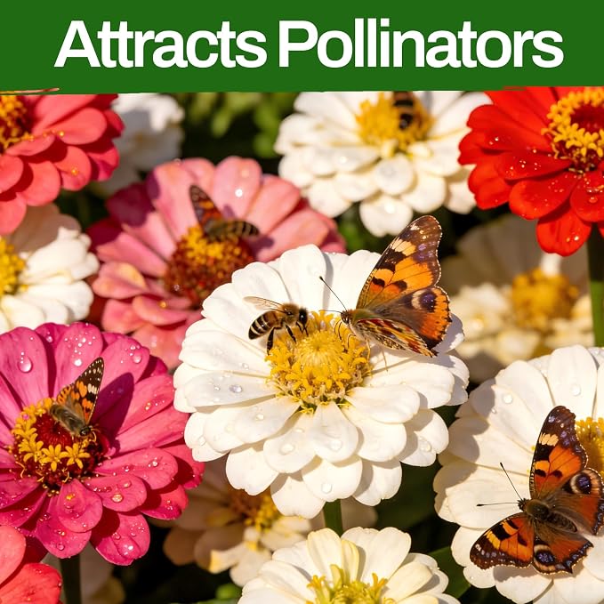 LUOJIBIE Zinnia Seeds, 13000+ Bulk Pack Mixed Colors Large Blooms Seeds, California Giant Zinnia Seeds for 2026, High Germination Non-GMO, Wildflower Seeds for Planting Indoor Outdoor, Open Pollinated