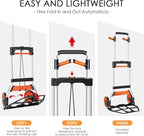 Teprovo Dolly Cart, 309 lb Aluminum Folding Hand Truck with Swivel Handle, Heavy Duty Utility Dolly Foldable Trolley with Elastic Cord, 7 Inch Wheels for Moving, Warehousing, Shopping and More