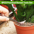 Bonsai Set 8 Pcs - Include Pruner, Fold Scissors, Mini Rake, Bud & Leaf Trimmer Set by ZELARMAN