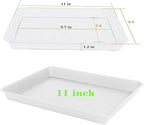 VUWEZ 4 Pack Plant Saucer Tray Rectangular, Plant Saucers for Indoors, Heavy Sturdy Plastic Plant Drainage Trays, Plant Drip Trays for Pots, Seed Starter Growing Tray (11 x 9, Creamy White)