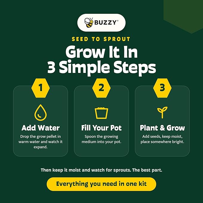 BUZZY Seeds Herbal Tea Garden Grow Kit – 3 Square Tin Planters with Lavender, Chamomile & Lemon Balm Seeds, Easy Indoor Herb Starter, Relaxing Gardening Gift Set