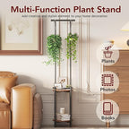 Homsorout Plant Stand Indoor Outdoor - Heavy Duty Metal 2-tier Hanging Plant Holder Space-Saving Iron Plant Stands Tall Plant Shelf for Living Room Garden Balcony（Rustic Brown and Black）