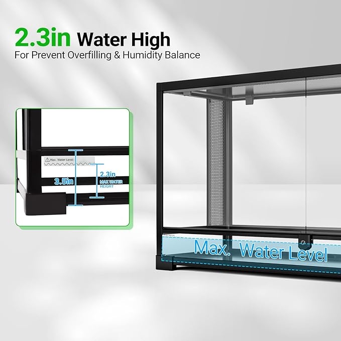 REPTI ZOO 50 Gallon Reptile Glass Tank Terrarium 2 in 1 Side Meshes and Side Glasses Double Hinge Door with Screen Ventilation Tempered Glass 36" x 18" x 17.75"