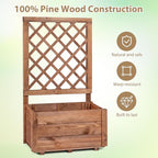 Giantex Raised Garden Bed Set 2 w/Trellis, Drainage Hole, 23”x14”x40” Wood Elevated Planter Box for Climbing Vine Flower Herb Vegetable Fruit, Planting Container for Indoor Outdoor Patio Balcony