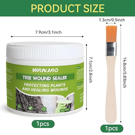 Tree Wound Sealer, 300g Pruning Sealer, Grafting Wax with Brush Tree Trunk Paint Protection Rapidly Form Protective Film for Damaged Trees Bark Repair Pruning Seal Fruit Tree Maintenance, Green
