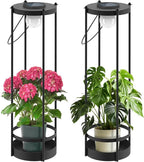 Outdoor Solar Floor Lamp 2-Pack with Plant Stands – Tall Solar Powered Patio & Garden Floor Lamps, Waterproof Standing Lights for Yard, Porch & Outdoor Décor (35.5" H - 2Pack)