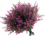 RECUTMS 12 Bundles Artificial Flowers Outdoor Faux Plastic Plants Artificial Eucalyptus UV Resistant Fake Plants Greenery Stems for Outside Spring Garden Porch Wedding Party Fireplace Décor(Fuchsia)