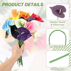uxcell 8Pcs 11inch Artificial Anthurium Lily Flowers, Permanent Flower Bouquet for Home Arrangements Wedding Festival Decoration Crafts Store Decor Accessories, Light Purple
