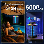 Bug Zapper Outdoor, 4-in-1 4200V Electric Mosquito Zapper, Cordless Rechargeable Bug Zapper Fly Zapper with 5000mAH Battery, Portable & Wireless Insect Zapper Waterproof IP68 for Patio Camping Home