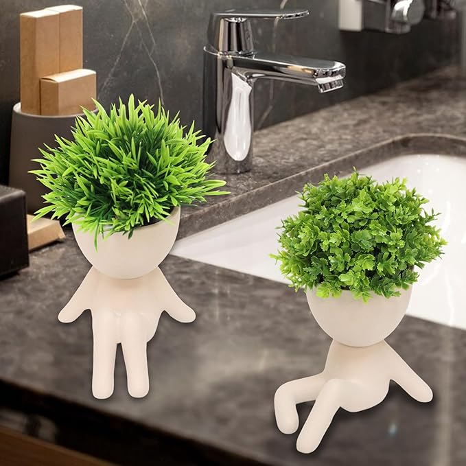 MAKHOT 4pcs Fake Succulents for Office Decorations, Artificial Succulents Plants for Work Desk, Faux Mini Plants Home Decor - Small Plant for Office Women Cubicle Decoration(Cream Color)