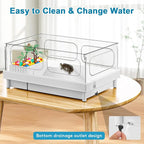 Turtle Tank - Starter Aquarium with Brush, Easy to Install & Clean, for Turtles, Crabs, Small Reptiles