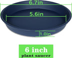 6 Pack Plant Saucer Drainage Tray, Plastic Plant Water Tray, 6 inch Flower Saucers for Indoors, Plant Dishes for Pots Base (6 inch, Blue)