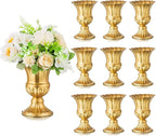 Sziqiqi Metal Flower Arrangements Pot for Wedding Table Centerpiece - Gold Planter Vase Pot for Artificial Real Flower Small Trumpet Plant Urn 6.3in