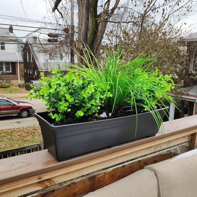 24 Bundles Outdoor Artificial Boxwood Stems Faux Plants Shrubs, Fake UV Resistant Greenery Foliage Spring for Farmhouse, Home, Garden, Office, Patio, Wedding Decor