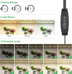 Indoor Plant Grow Lights, 180 LEDs Full Spectrum Grow Lamp, Plant Growing Light for Cabinets and Plant Shelf, with 6/12/16H Auto Timer, 3 Lighting Modes, 10 Brightness Levels, 3 Head 4.72 in