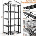 Bstrip Indoor Greenhouse with Grow Light, Mini Green House with 4 Pack 20W Full Spectrum Plant Lights with Timer, Plant Shelf with Tent for Indoor Plant, Seed Starting, Seed Tray, 27.2"x19.9"x61.8"