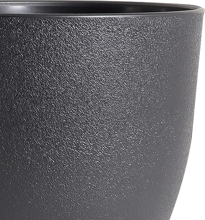 WSMKSZ 12/10/9 inch Big Flower Pots, 3 Pack Modern Decorative Plastic Planters with Drainage Holes and Tray, Plant Pots for Indoor Outdoor Plants, Black