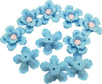 10 PCS 3D Flower Ceramic Tiles,1.6" Handmade Procelain Ceramic Flowers for Artwork,Fish Tank,Vases,Living Room, Dining Table,Office, Home Floral Decor (Double-Flowered Blue)