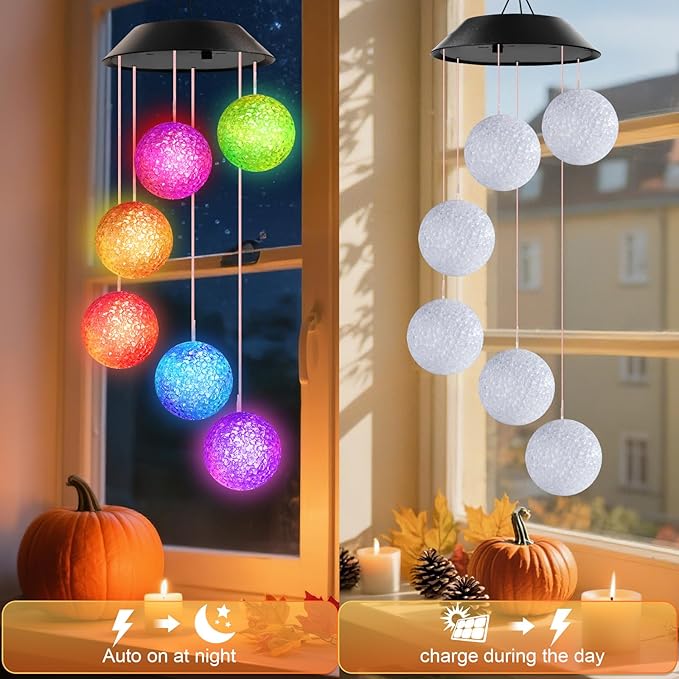 Birthday Gifts for Women Grandma Wife Sister, Winzwon Solar Lights Outdoor Wind Chimes for Outside Garden Yard Patio Porch Decor Hanging Ball Decorations, Christmas Mothers Day Mom Gift for Her