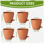 5 Pack 6 Inch Self Watering Planters for Indoor Plants, Automatic Watering Pots for Busy Plant Parents & Vacation, Decorative Modern Flower Pots with Drainage & Saucers (Terra Cotta, 6 inch)